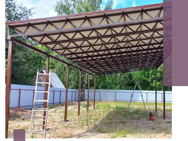 Односкатные навесы под ключ в Новокузнецке — изготовление и монтаж