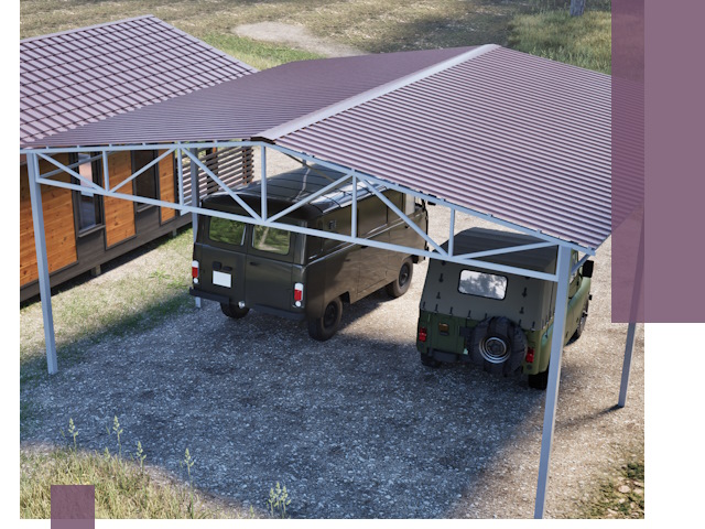 Двускатные навесы под ключ в Новокузнецке — изготовление и монтаж