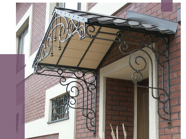 Двускатные козырьки в Новокузнецке под ключ от 12843 руб.